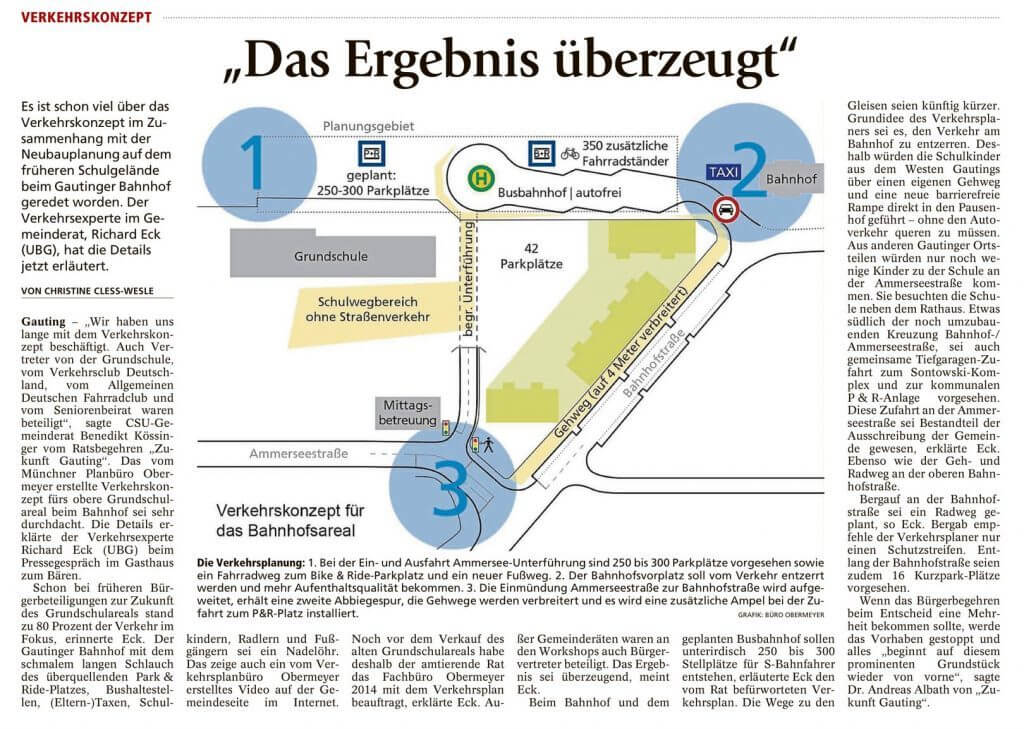 Merkur-Artikel über Verkehrskonzept am Gautinger Bahnhof