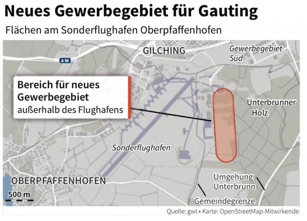 Skizze der Lage des neuen Gewerbegebietes